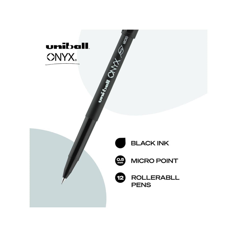 Uni - ball Roller Rollerball Pens - 0.5mm - Black - Pack of 12 - Miller & Bean Coffee Company