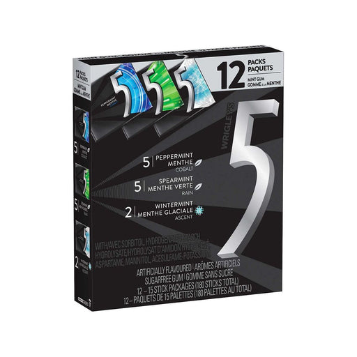 Wrigley’s 5 Sugar - Free Gum - 12 Variety Packs - Miller & Bean Coffee Company