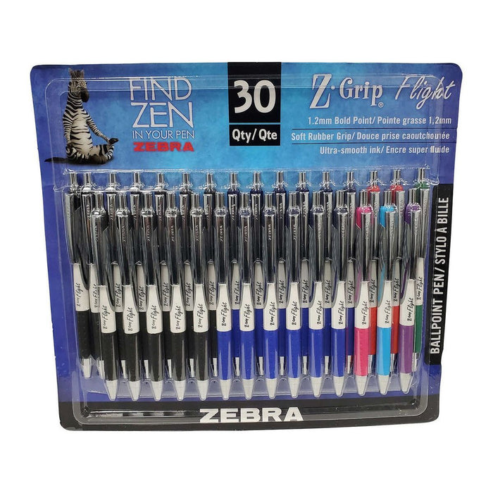 Z-Grip Flight Low Viscosity Ballpoint Pen Blister - Pack of 30