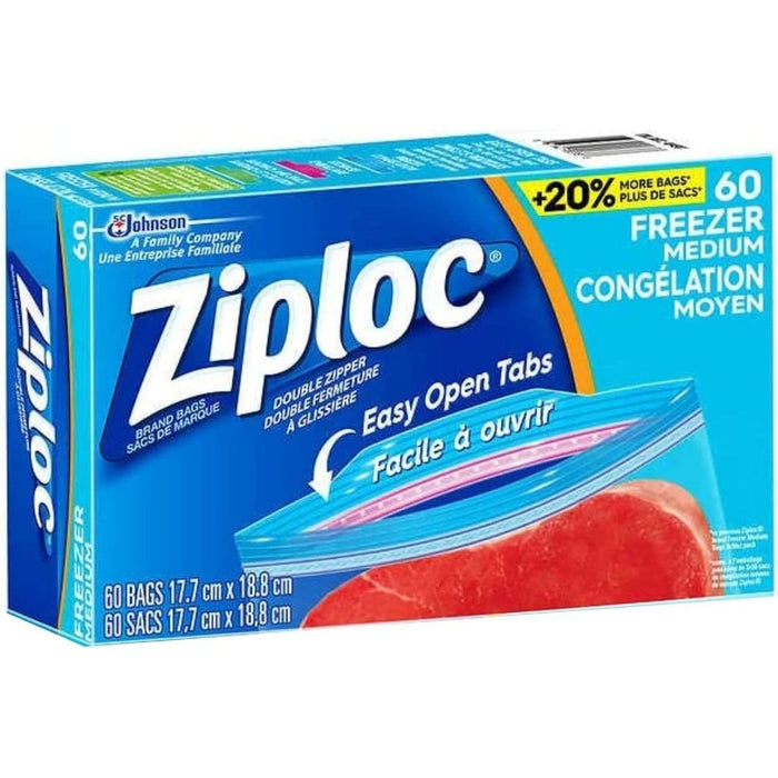 Ziploc Medium Freezer Bags - Package 60 - Miller & Bean Coffee Company
