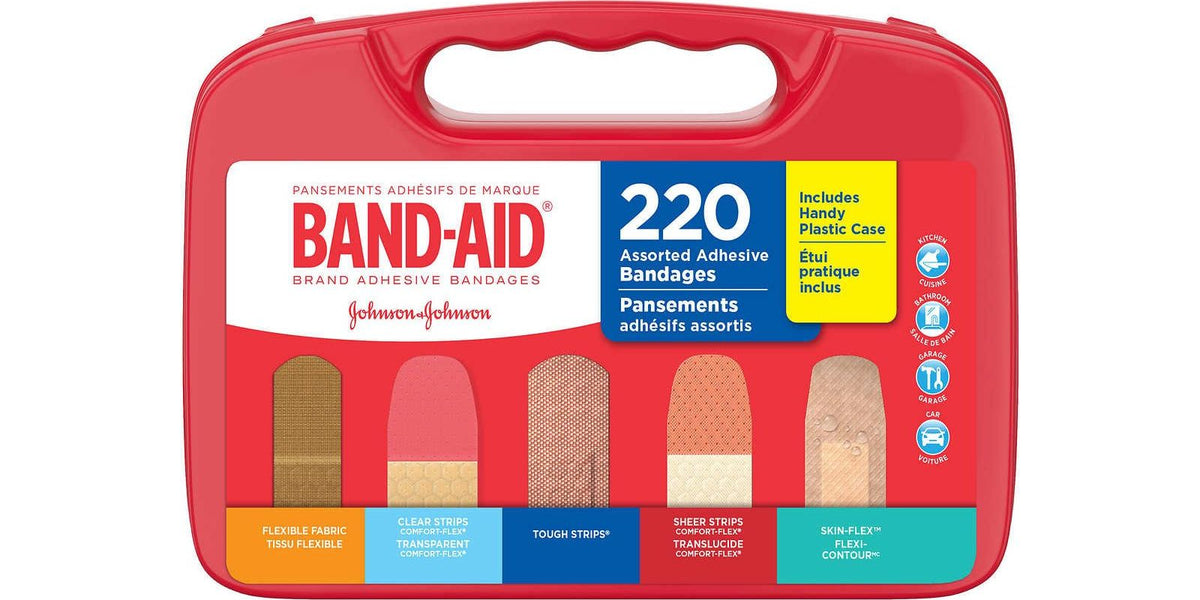 Band-aid Adhesive Bandages Assorted Sizes Pack of 220 with Case — Miller &  Bean Coffee Company