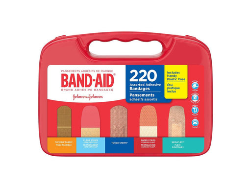 Band-aid Adhesive Bandages Assorted Sizes Pack of 220 with Case - MB Grocery