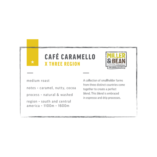 Coffee Beans - Miller & Bean Premium Collection - Cafe Caramello - Medium - 1lb Bag - Miller & Bean Coffee Company