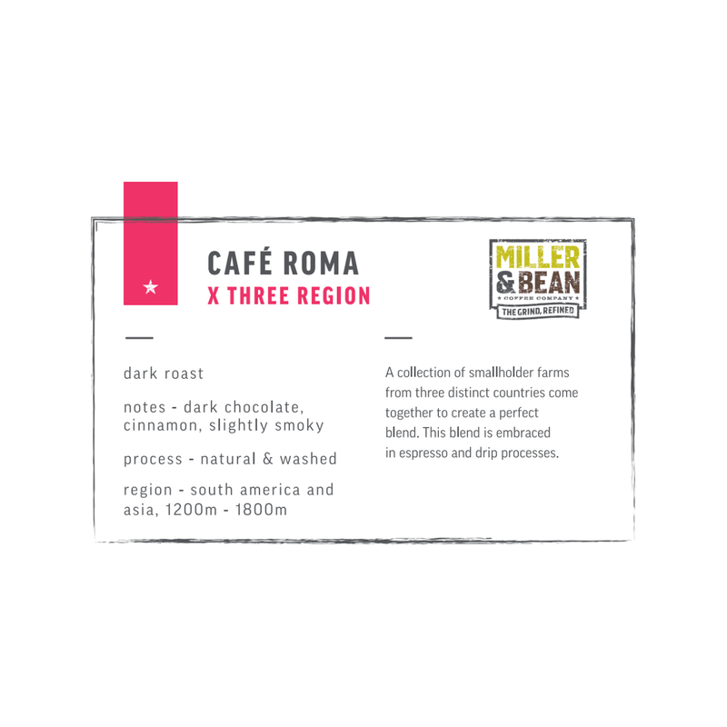 Coffee Beans - Miller & Bean Premium Collection - Cafe Roma - Dark - 1lb Bag - Miller & Bean Coffee Company