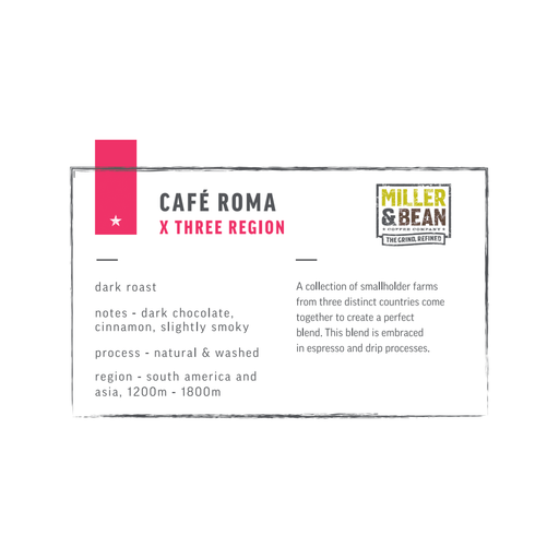 Coffee Beans - Miller & Bean Premium Collection - Cafe Roma - Dark - 1lb Bag - Miller & Bean Coffee Company