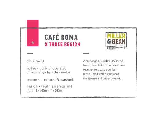 Coffee Beans - Miller & Bean Premium Collection - Cafe Roma - Dark - 1lb Bag - MB Grocery