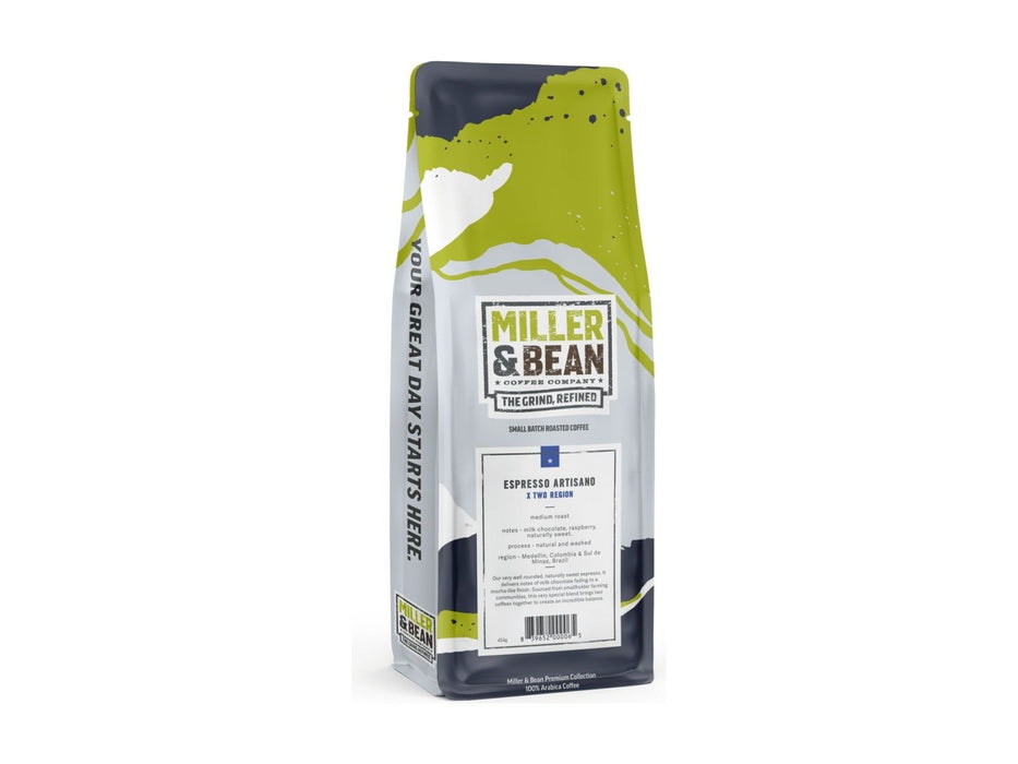 Coffee Beans - Miller & Bean Premium Collection - Espresso Artisano - Medium - 1lb Bag - MB Grocery