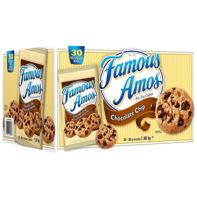 Famous Amos Bite - size Cookies - Individually Wrapped - 56g x 30 Count - Miller & Bean Coffee Company
