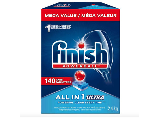 Finish Powerball All In One Ultra - Dishwasher Detergent - Large Box of 140 Tabs - MB Grocery