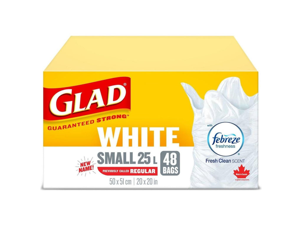 Glad White Garbage Bags - Small 25L - 48 Bags — Miller & Bean