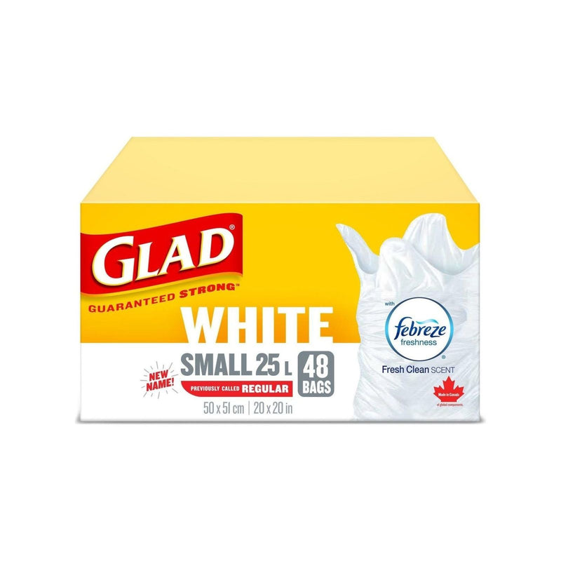 Glad White Garbage Bags - Small 25L - 48 Bags - Miller & Bean Coffee Company