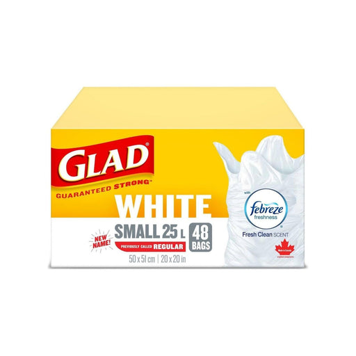 Glad White Garbage Bags - Small 25L - 48 Bags - Miller & Bean Coffee Company