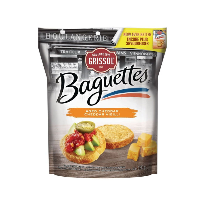Grissol Baguettes Aged Cheddar Toasted Snack Bread 120g - Miller & Bean Coffee Company