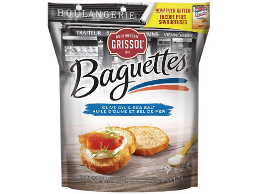 Grissol Baguettes Olive Oil & Sea Salt Toasted Snack Bread 120g - MB Grocery