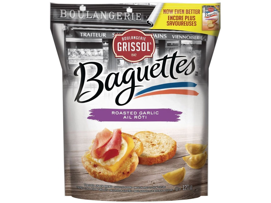 Grissol Baguettes Roasted Garlic Toasted Snack Bread 120g - MB Grocery