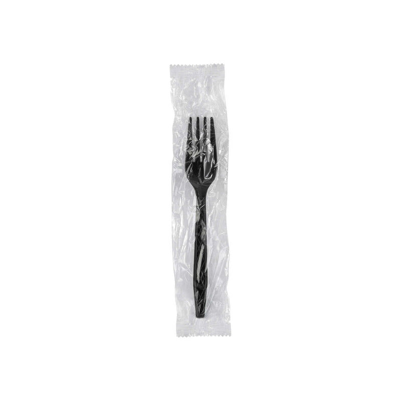 Heavy Duty Forks - Black - Plastic - Individually Wrapped - Case of 500 - Miller & Bean Coffee Company