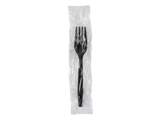 Heavy Duty Forks - Black - Plastic - Individually Wrapped - Case of 500 - MB Grocery