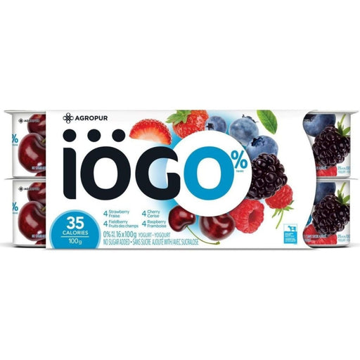 IOGO Creamy 0% - Strawberry, Raspberry, Blueberry, Cherry - Pack of 16 x 100g - Miller & Bean Coffee Company