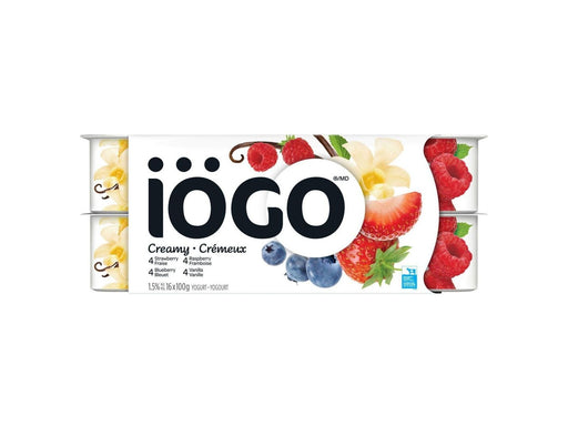 IOGO Creamy 1.5% - Strawberry, Raspberry, Blueberry, Vanilla - Pack of 16 x 100g - MB Grocery