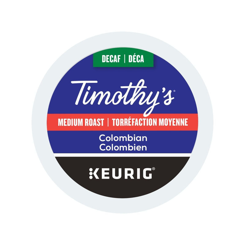 K - Cup - Timothy's - Coffee - Medium - Decaf Colombian - Miller & Bean Coffee Company