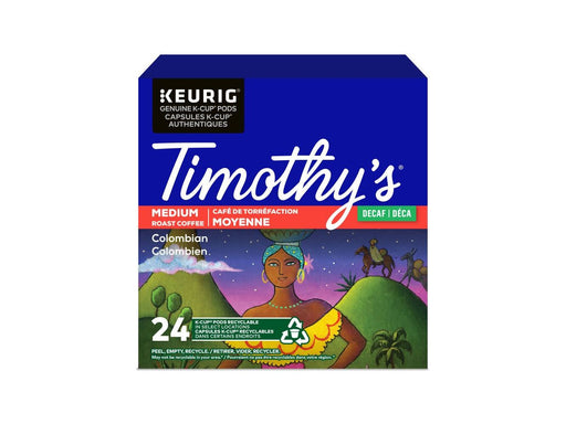 K-Cup - Timothy's - Coffee - Medium - Decaf Colombian - Box 24 - MB Grocery