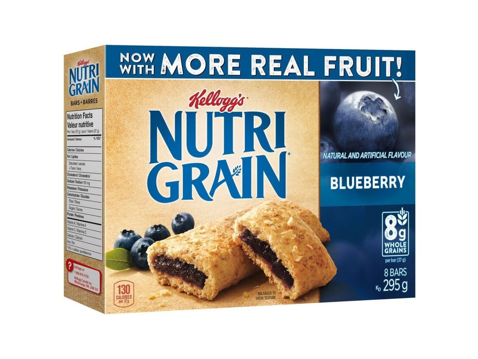 Kellogg's Nutri-Grain Cereal Bars 295g- Blueberry, 8 Bars - MB Grocery