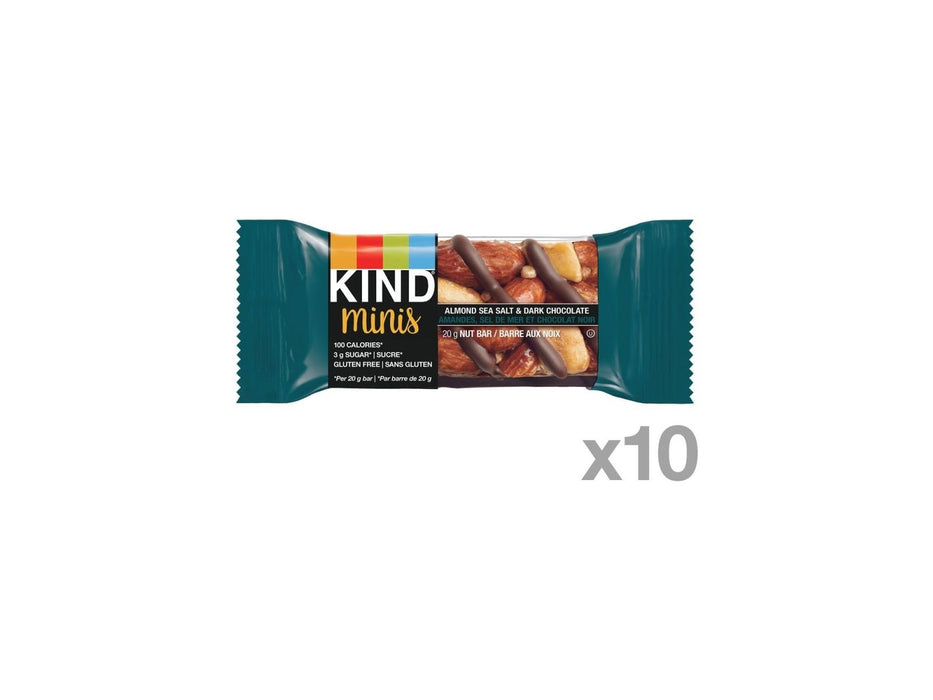 KIND Minis Almond Sea Salt & Dark Chocolate Bars - 10 x 20g - MB Grocery