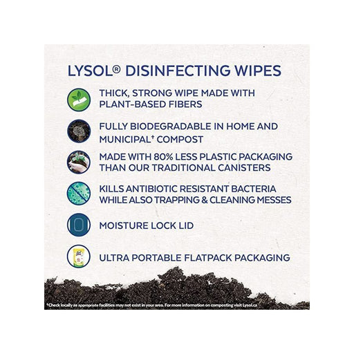 Lysol Advanced Disinfecting Biodegradable Wipes - 1 Flat Pack of 84 - Miller & Bean Coffee Company