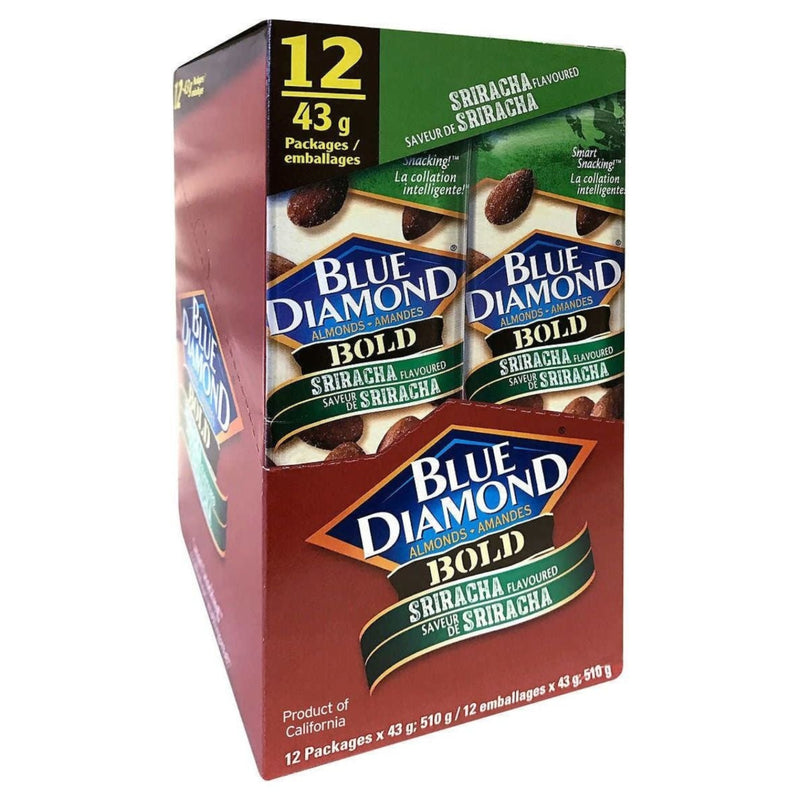 Nuts - Blue Diamond Sriracha Almonds - Box of 12 Packs - Miller & Bean Coffee Company