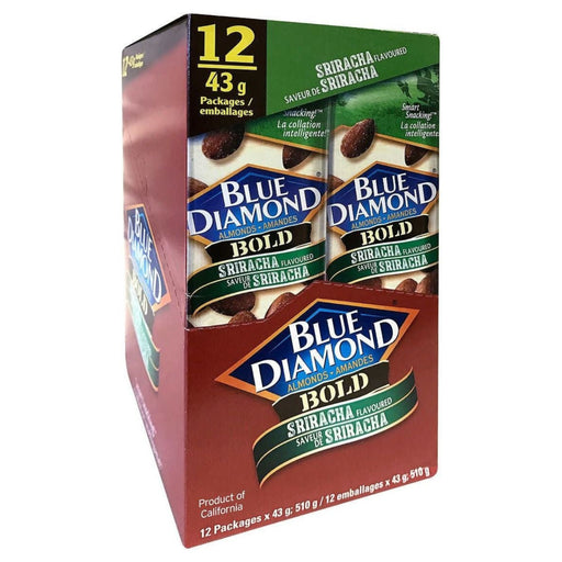 Nuts - Blue Diamond Sriracha Almonds - Box of 12 Packs - Miller & Bean Coffee Company