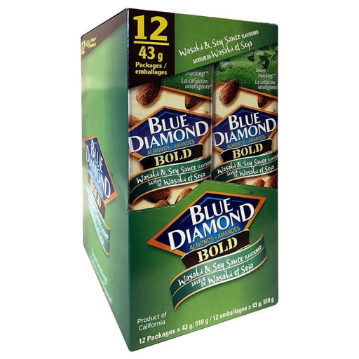 Nuts - Blue Diamond Wasabi and Soy Sauce Almonds - Box of 12 Packs - Miller & Bean Coffee Company