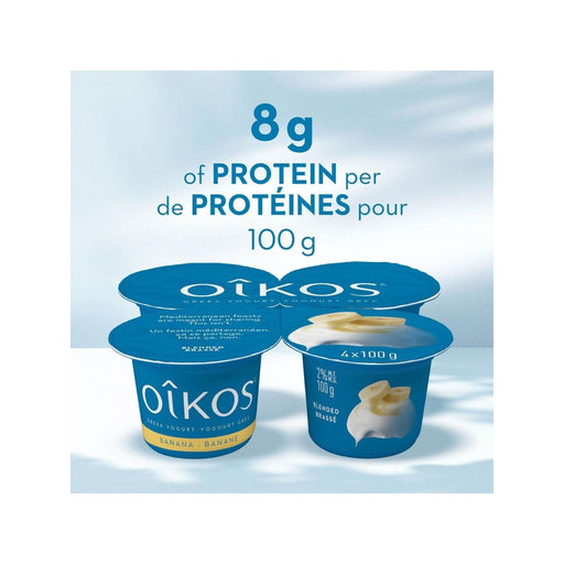 OIKOS Greek Yogurt - Banana Flavour - Pack of 4 x 100g - Miller & Bean Coffee Company