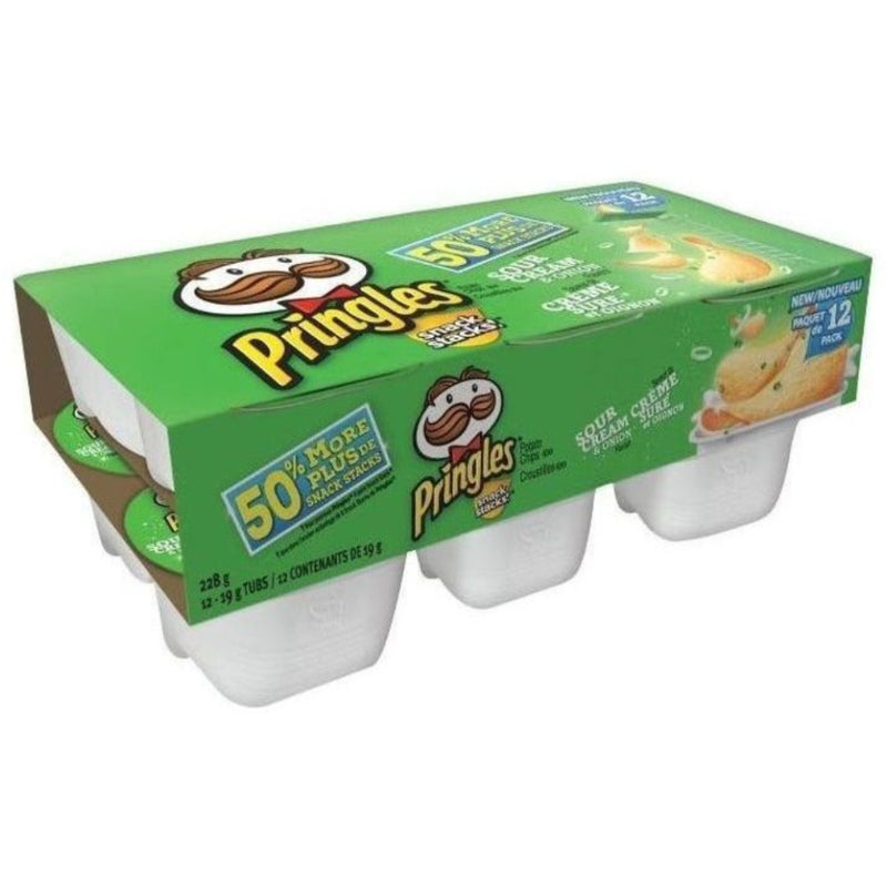 Pringles Snack Stacks Sour Cream and Onion Flavour Potato Chips 12 x 19g - Miller & Bean Coffee Company