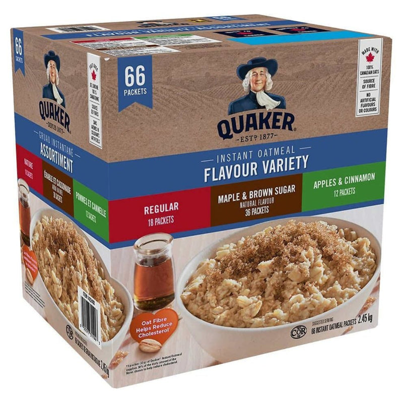 Quaker Instant Oatmeal 3 Flavour Variety Pack - 66 pouches - Miller & Bean Coffee Company