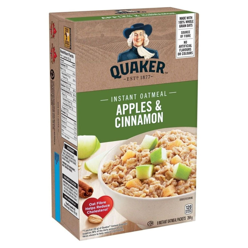Quaker Instant Oatmeal Apple And Cinnamon - 8 Packets - 264G - Miller & Bean Coffee Company