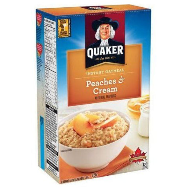 Quaker Instant Oatmeal Peaches & Cream - 8 Packets - 264G - Miller & Bean Coffee Company