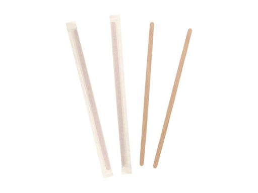 Stir Sticks - Wooden 7" Slim - Individually Paper Wrapped - 500 Pkg - MB Grocery