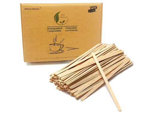 7.5 Disposable Compostable Wooden Coffee Stir Stick - 1000 Pcs